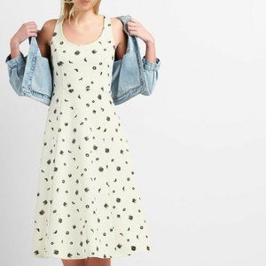 NWT Gap Fit and Flare Midi Tank Dress, Ivory Floral Print